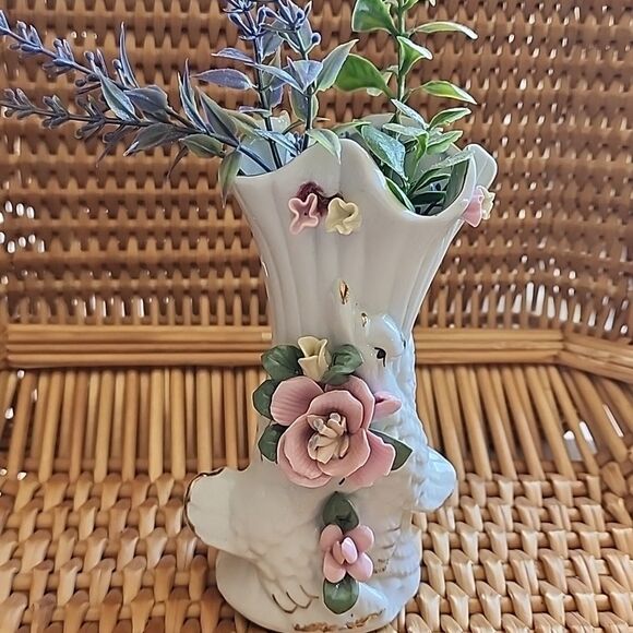 Vintage Sophia Ann Sitco Vase Floral Bird Vase Coquette - Picture 14 of 14